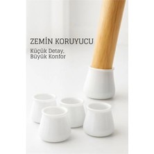 MiraLive Silikonlu Sandalye Ayak Koruyucu – Sessiz ve Çiziksiz Kullanım, 4’lü Set Beyaz