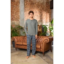 Aydoğan Erkek Uzun Kollu Patlı Termal Pijama Takımı Ekose Desenli