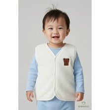 Babyden's Welsoft Erkek Bebek Çocuk Çıtçıtlı Yelek – Ayıcık Armalı, Yumuşak Peluş Bebek Yeleği (6-36 Ay)