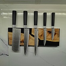 Af Epoxyart 38 cm - Sanatsal Epoksi Mıknatıslı Bıçak Standı – Ahşap Detaylı, Modern Mutfaklara Özel - Epoksi Içinde Ahşap Tasarımlı Manyetik Bıçak Tutucu – Güçlü Mıknatıs, Duvar Tipi