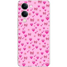 TechTree Vivo Y04 Uyumlu Pembe Minik Kalpler Baskılı Silikon Kılıf