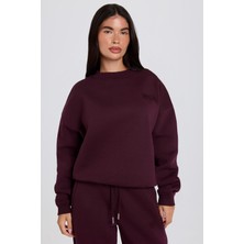 Oversized Crew-Neck Jumper In Burgundy