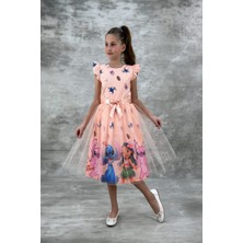 DeKuBaby Tüllü Kabarık Etekli Süper Konsept Kız Çocuk Krep Abiye Elbise-Parti-Doğum Günü Elbisesi