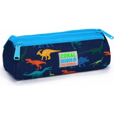Hepta Collection Coral High Lacivert Dinozor Kalem Çanta, Üç Bölmeli 22329