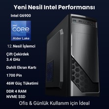 Intel Celeron G6900 4gb 256GB SSD Freedos 300W Mini Tower Masaüstü Bilgisayar