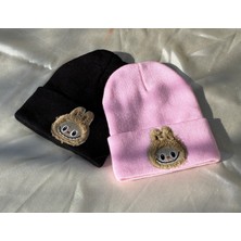 IRONMOON 2'li Ribana Kumaşlı Labubu Figürlü Çocuk Beresi