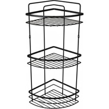 Tesitay 3 Katlı Banyo Duş Köşeliği Rafı Siyah Renk