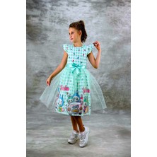 DeKuBaby Tüllü Kabarık Etekli Süper Konsept Kız Çocuk Krep Abiye Elbise-Parti-Doğum Günü Elbisesi