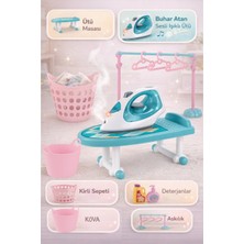 Trendzone Oyuncak Aksesuarlı Ütü Masası Sesli Işıklı Buhar Atan Ütü Evcilik Seti