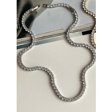 Marsel Baget Yuvarlak Su Yolu Ince Silver Çelik Kolye