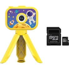 AteşTech 1080P Hd Çocuk Vlog Kamerası – Tripodlu, Eğitici Oyunlu Mini Fotoğraf Makinesi + 32GB Hafıza Kartı