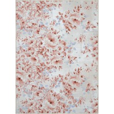 Cool Halı Florence Krem Pembe Çiçekli Dekoratif Bohem Yıkanabilir Dokuma Ince Salon Ev Oda Halısı