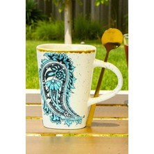 iselahome Meloria Seramik Kabartma Desenli Kaşıklı Kupa 280 ml