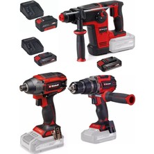 Einhell  Tp-Hd 18/26 Li Bl Akülü Pnömatik Matkap Tp-Ci 18/220 Li Bl Vidalama Tp-Cd 18/70 Li-I Bl Matkap 2X2.5AH+4.0AH Akülü Kömürsüz Profesyonel Set