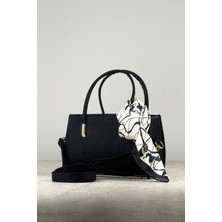 Süet Kalıplı Gold Detaylı Çift Askılı Kadın Mini Omuz ve El Çantası+ Fular Hediyeli