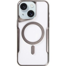 Newface Iphone 15 Plus Kılıf Boyi Magsafe Silikon Kapak - Titan Gri