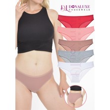 Donaluxe Kadın Slip Külot, Bordo Somon Gri Vizon Beyaz Renk Bikini Külot, Pamuklu Yumuşak Kumaş 5'li Paket