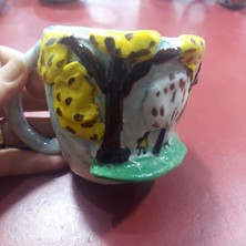 Es Dekor Büyük 9x9 Kupa Seramik El Yapımı