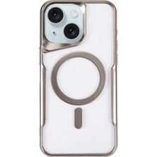 Newface Iphone 15 Plus Kılıf Boyi Magsafe Silikon Kapak - Gümüş