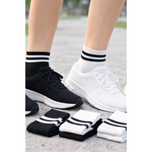 Sockshion Unisex Beyaz Çizgili Kolej Çorap 6'lı  Paket