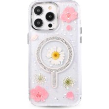 Newface Iphone 15 Pro Max Flower Magsafe Kapak - Pembe