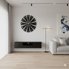 As Tasarım Lazer Vertex Model Duvar Saat Dekorasyon 45 cm siyah gümüş renk