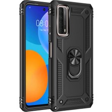 Newface Huawei P Smart 2021 Kılıf Sofya Yüzüklü Silikon Kapak - Siyah