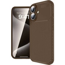 Newface Iphone 16 Kılıf Auto Focus Karbon Kapak - Kahverengi