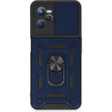 Newface Realme C35 Kılıf Pars Lens Yüzüklü Silikon - Lacivert