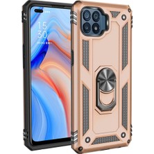 Newface Oppo Reno 4 Lite Kılıf Sofya Yüzüklü Silikon Kapak - Gold