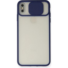 Newface Iphone Xs Max Kılıf Palm Buzlu Kamera Sürgülü Silikon - Lacivert