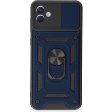 Newface Samsung Galaxy A04E Kılıf Pars Lens Yüzüklü Silikon - Lacivert