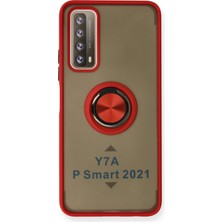 Newface Huawei P Smart 2021 Kılıf Montreal Yüzüklü Silikon Kapak - Kırmızı