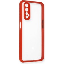 Newface Realme 7 Kılıf Miami Şeffaf Silikon - Kırmızı