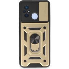 Newface Xiaomi Redmi 12C Kılıf Pars Lens Yüzüklü Silikon - Gold