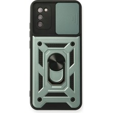 Newface Samsung Galaxy A03S Kılıf Pars Lens Yüzüklü Silikon - Yeşil