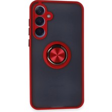 Evyora Newface Samsung Galaxy A35 5g Kılıf Montreal Yüzüklü Silikon Kapak - Kırmızı