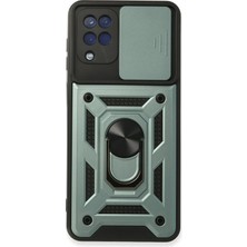 Newface Samsung Galaxy A22 Kılıf Pars Lens Yüzüklü Silikon - Yeşil