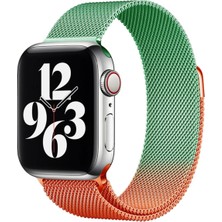 Newface Apple Watch 38MM Metal Mıknatıslı Kordon - Turuncu-Yeşil
