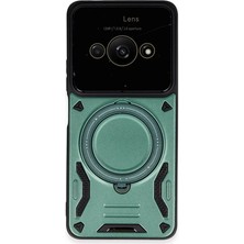 Newface Xiaomi Poco C61 Kılıf Joy Lens Standlı Kapak - Koyu Yeşil