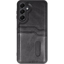 Evyora Newface Samsung Galaxy A16 5g Kılıf Sara Kartvizitli Deri Kılıf - Siyah