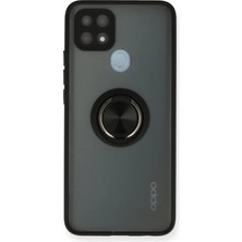 Newface Oppo A15 Kılıf Montreal Yüzüklü Silikon Kapak - Siyah