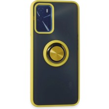 Newface Oppo A16 Kılıf Montreal Yüzüklü Silikon Kapak - Sarı