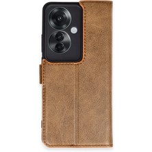 Newface Oppo Reno 11F Kılıf Trend S Plus Kapaklı Kılıf - Taba