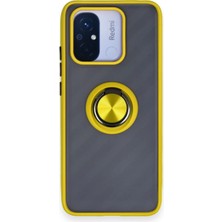 Newface Xiaomi Redmi 12C Kılıf Montreal Yüzüklü Silikon Kapak - Sarı