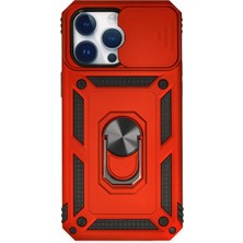 Newface Iphone 14 Pro Max Kılıf Pars Lens Yüzüklü Silikon - Kırmızı