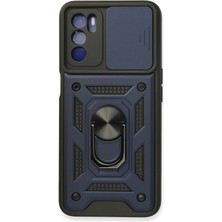 Evyora Newface Oppo A16 Kılıf Pars Lens Yüzüklü Silikon - Lacivert