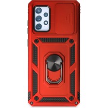 Newface Samsung Galaxy A72 Kılıf Pars Lens Yüzüklü Silikon - Kırmızı