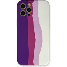 Newface Iphone 12 Pro Max Kılıf Ebruli Lansman Silikon - Mor-Beyaz