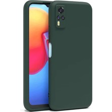 Newface Vivo Y53S Kılıf Nano Içi Kadife Silikon - Koyu Yeşil
